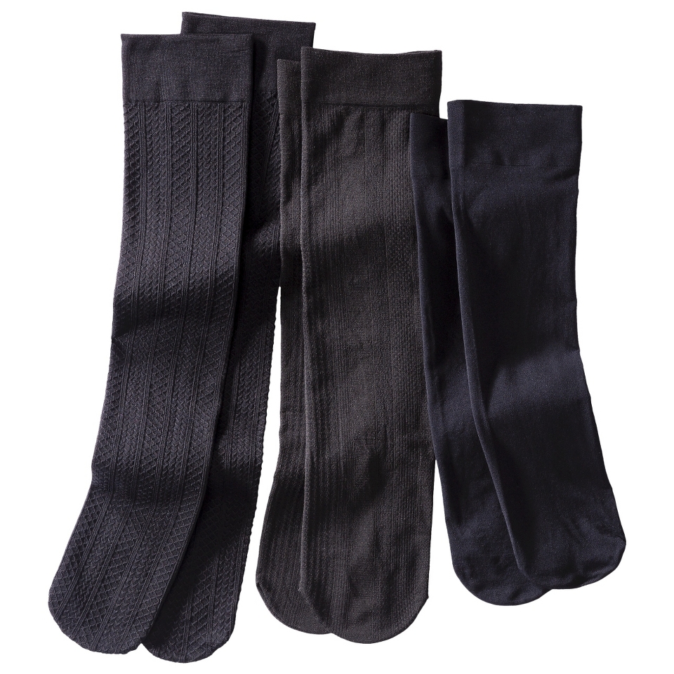 Merona Womens 3 Pack Trouser Socks   Black/Silver One Size Fits Most