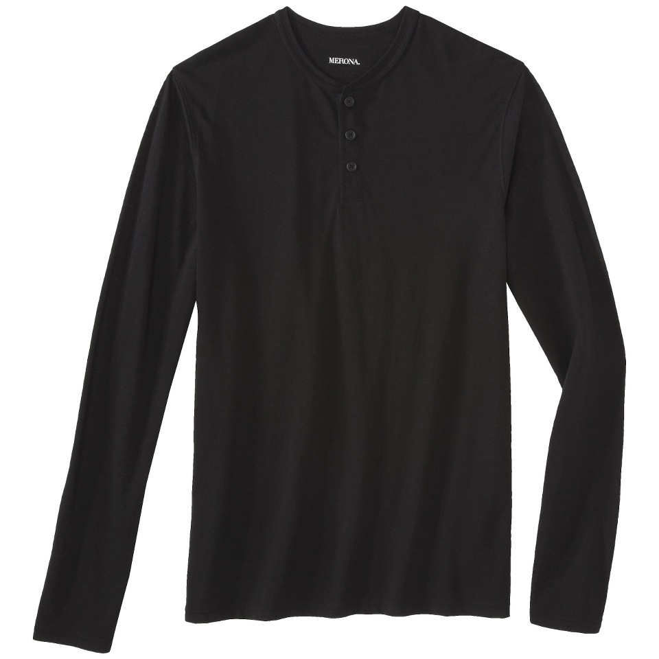 Merona Mens Long Sleeve Henley Ebony S