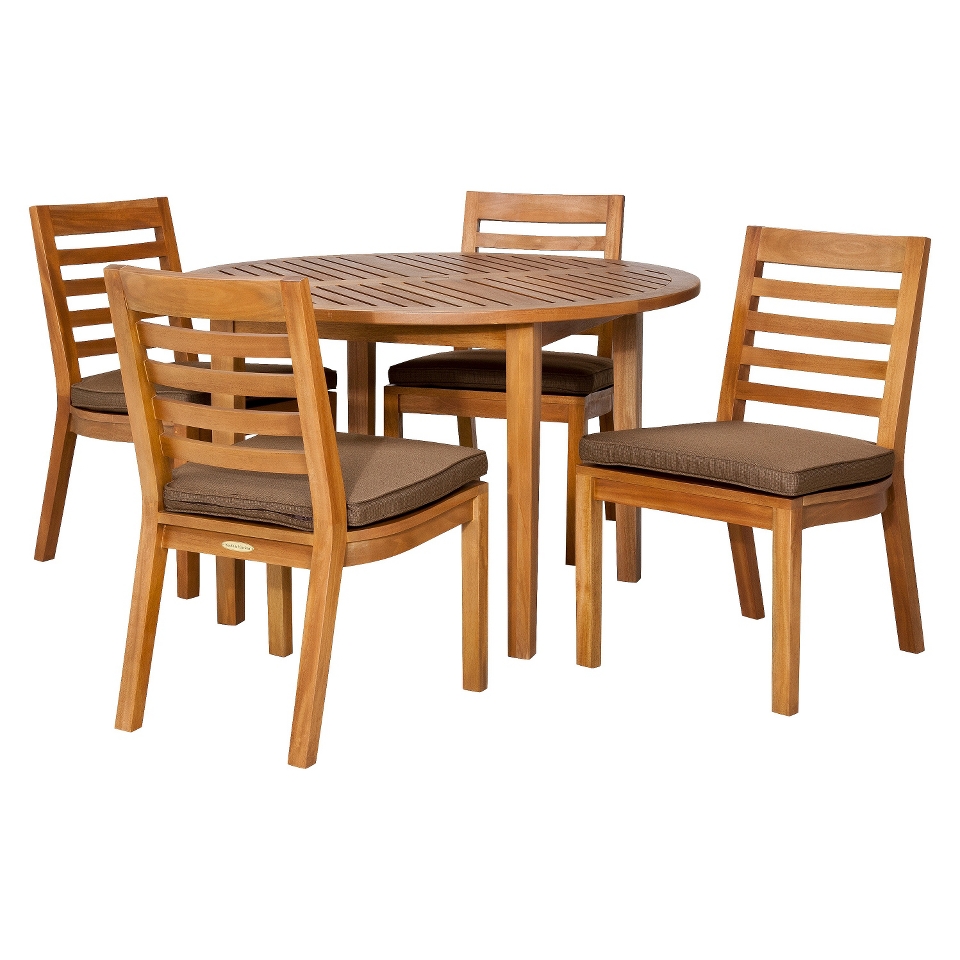 Smith & Hawken Brooks Island 5 Piece Wood Round Dining Set   Espresso