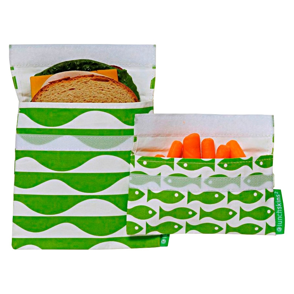 LunchSkins Reusable Sandwich and Reusable Snack Bag   Green Tide