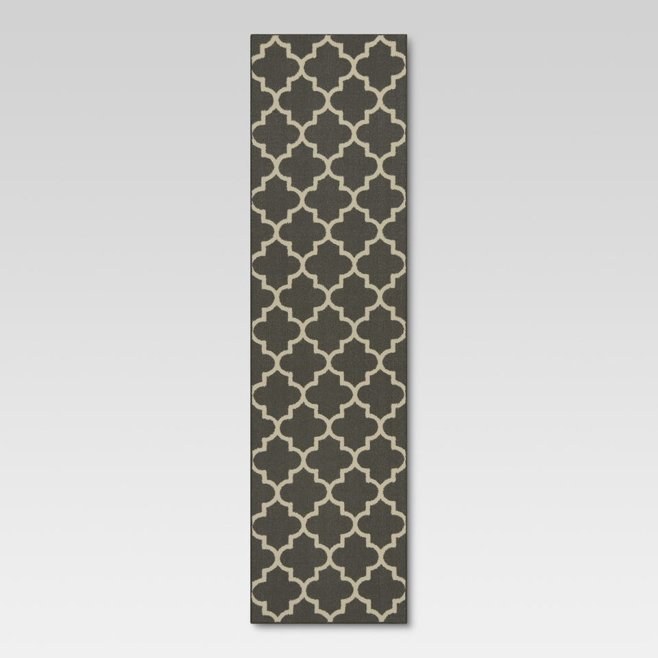 Maples Fretwork Runner   Charcoal Gray (110x7)