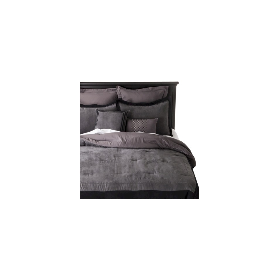 Microsuede Hotel 8 Piece Comforter Set   Gray (King)