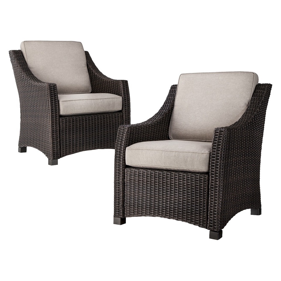 Threshold Belvedere Wicker 2 Piece Patio Club Chair Set   Khaki