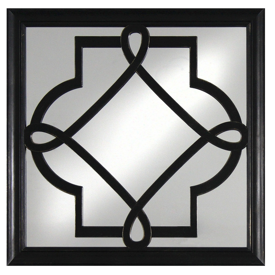 Mirrors Threshold Wood Lattice Mirror   Black 16x16