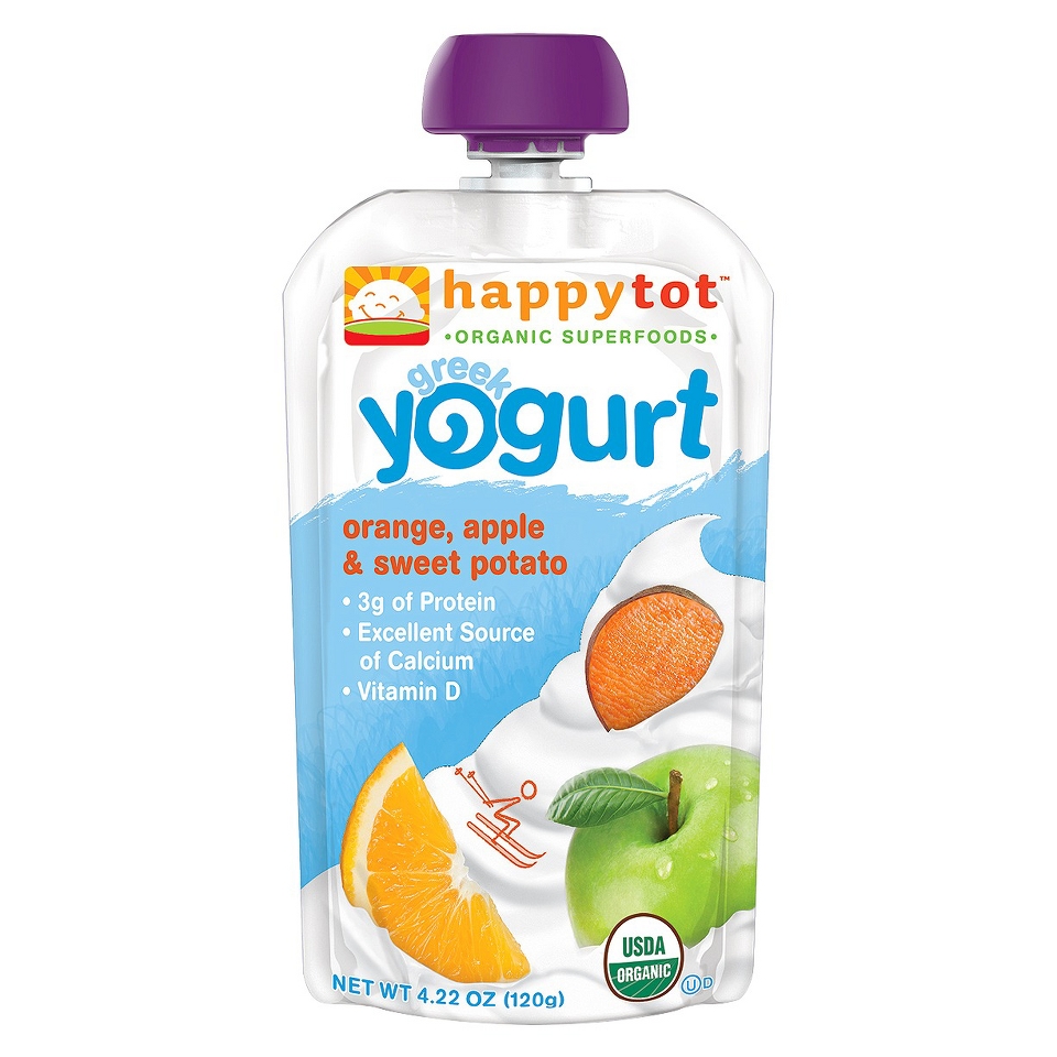 Happy Baby Greek Yogurt Pouch   Orange, Apple, & Sweet Potato 3.5oz (8 Pack)