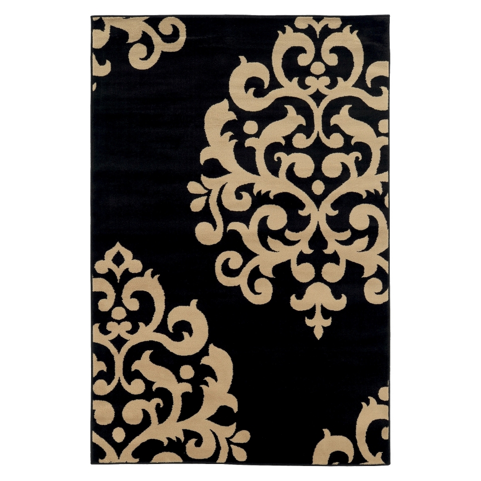 Damask Area Rug   Black (710x10)