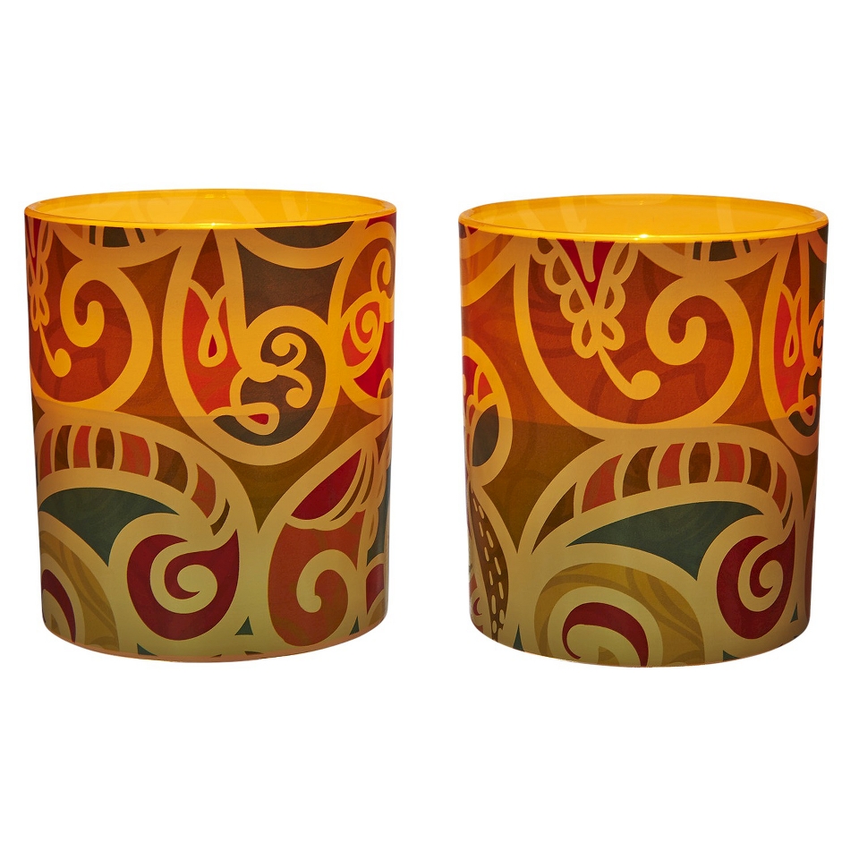 2pk Mulitcolor Paisley Flameless Candle Jar Set   TruFlame