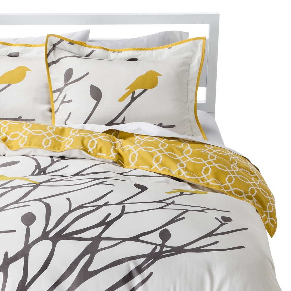 Room 365 Birds & Branches Duvet Cover Cover Set   Gray (King)