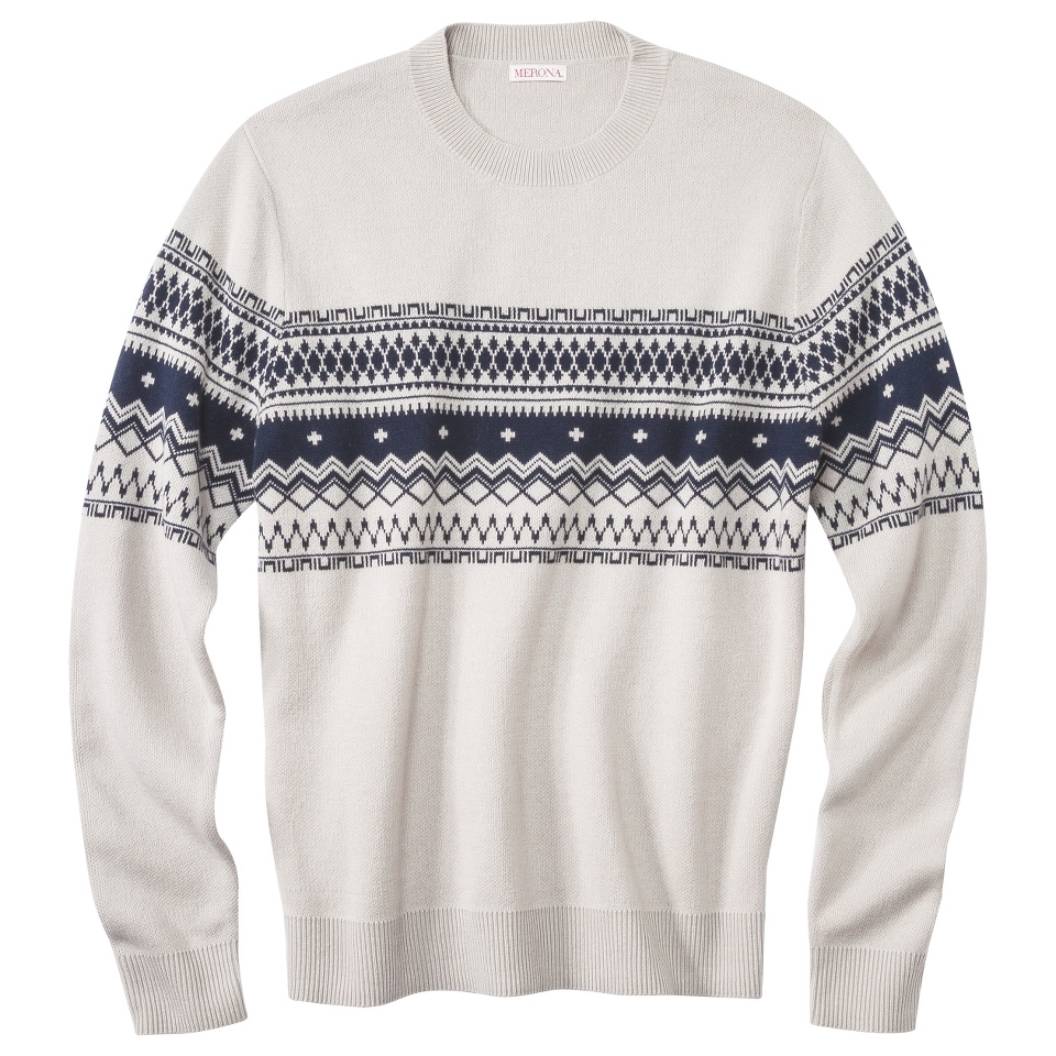 Merona Mens Pullover Fair Isle Sweater   Pebble M