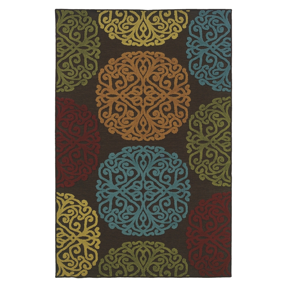 Suva Medallion Indoor/Outdoor Area Rug   Brown (37x56)