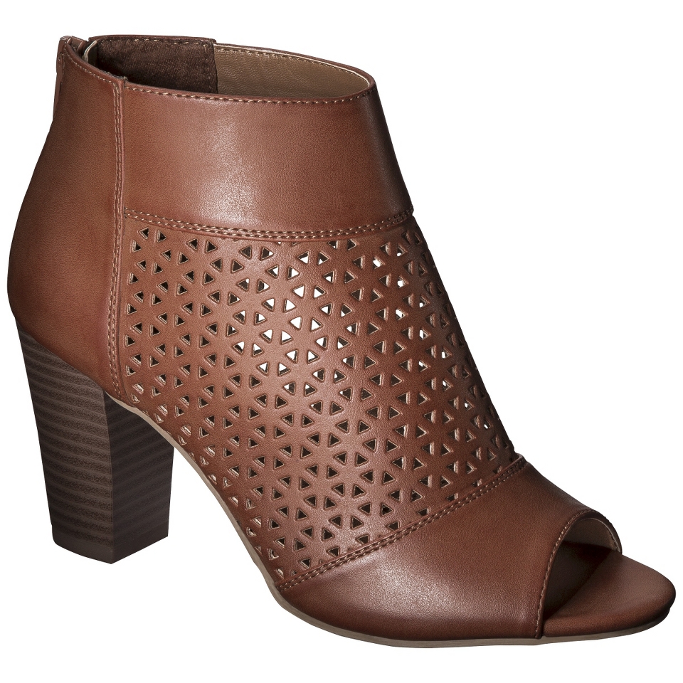 Womens Mossimo Marie Perforated Peep Toe Heel   Cognac 10