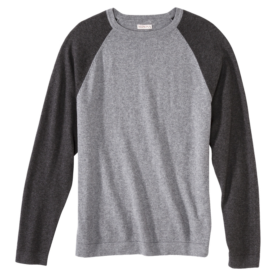 Merona Mens Cotton Cashmere Pullover Sweater   Heather Gray Colorblock XXL