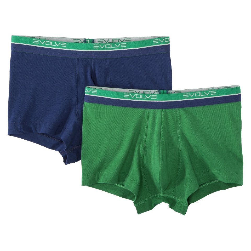 Evolve Mens 2pk Trunks   Green/Navy XL