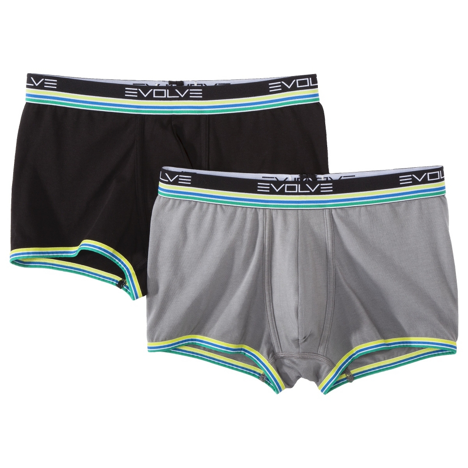 Evolve Mens 2pk Trunks   Grey/Black XL