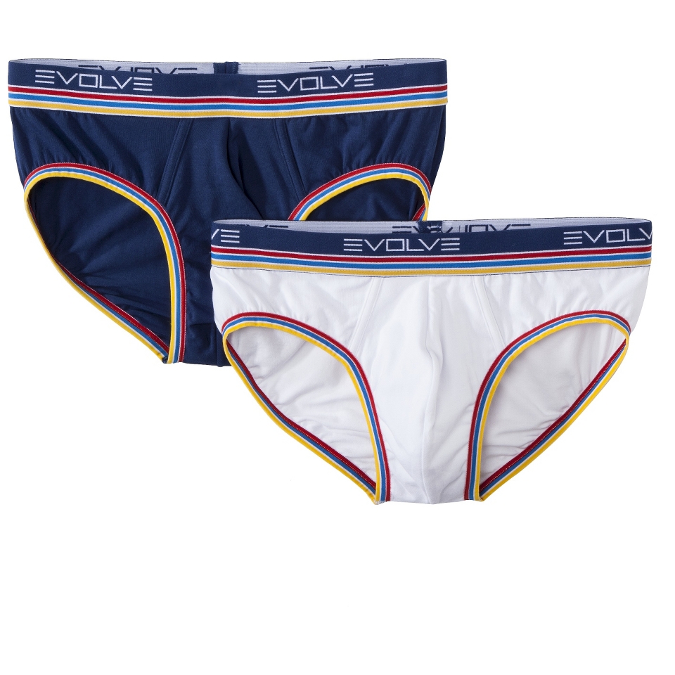 Evolve Mens 2pk Briefs   White/Navy XL