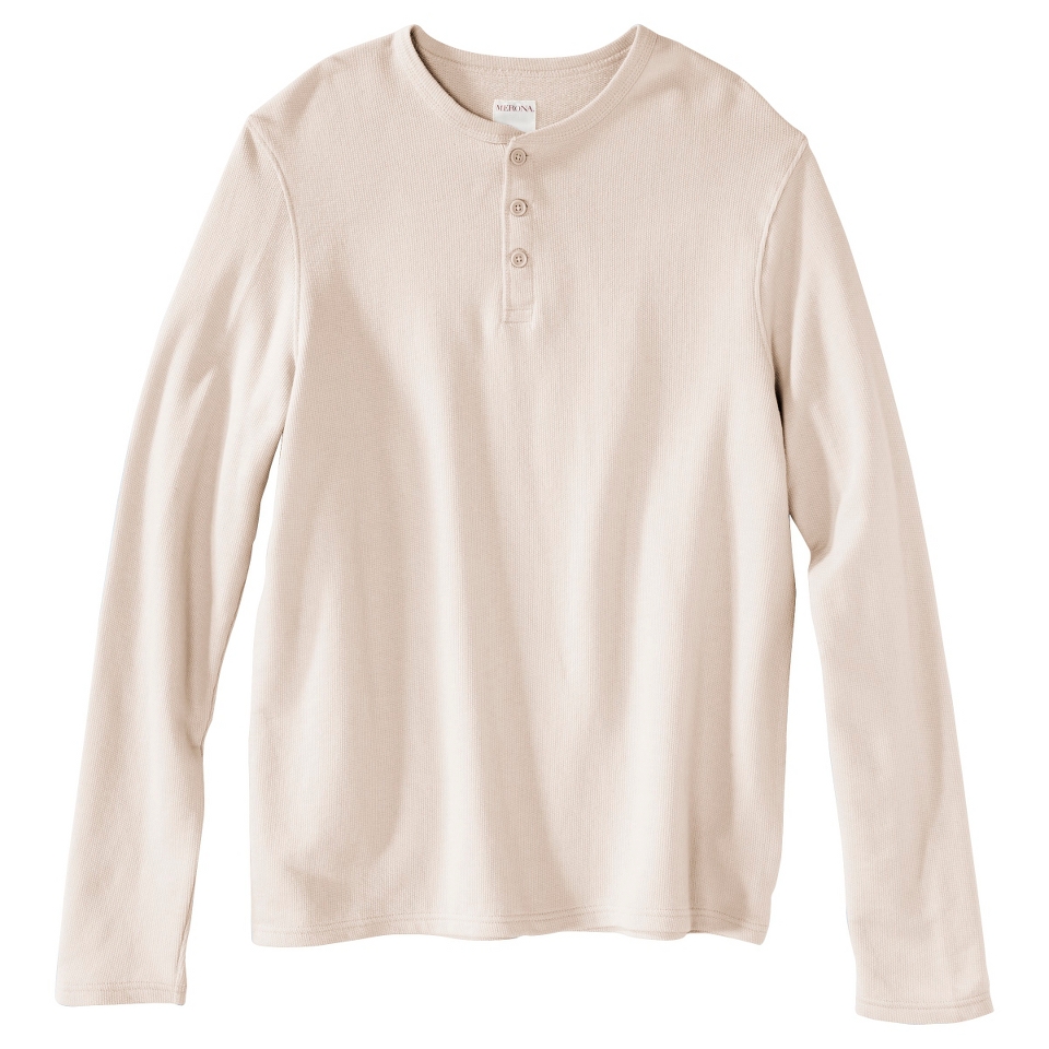 Merona Mens Long Sleeve Henley Oatmeal Heather XXL