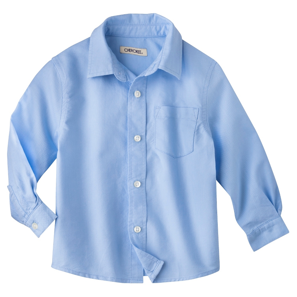Cherokee Infant Toddler Boys Long Sleeve Button Down Shirt   Blue 12 M