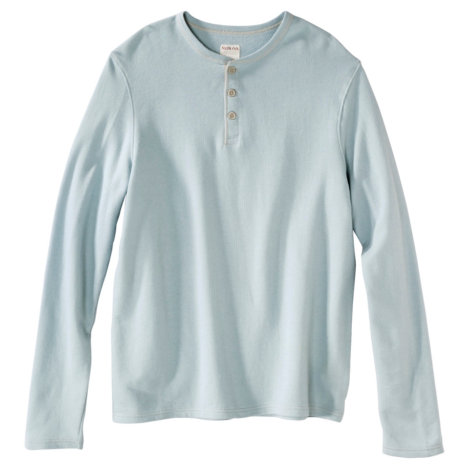 Merona Mens Long Sleeve Henley Hazy Blue XXL