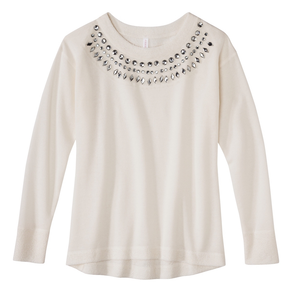 Xhilaration Juniors Jeweled Sweatshirt   Cream M(7 9)