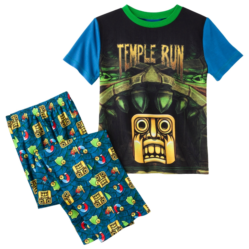 Temple Run Boys 2 Piece Short Sleeve Pajama Set   Blue XS