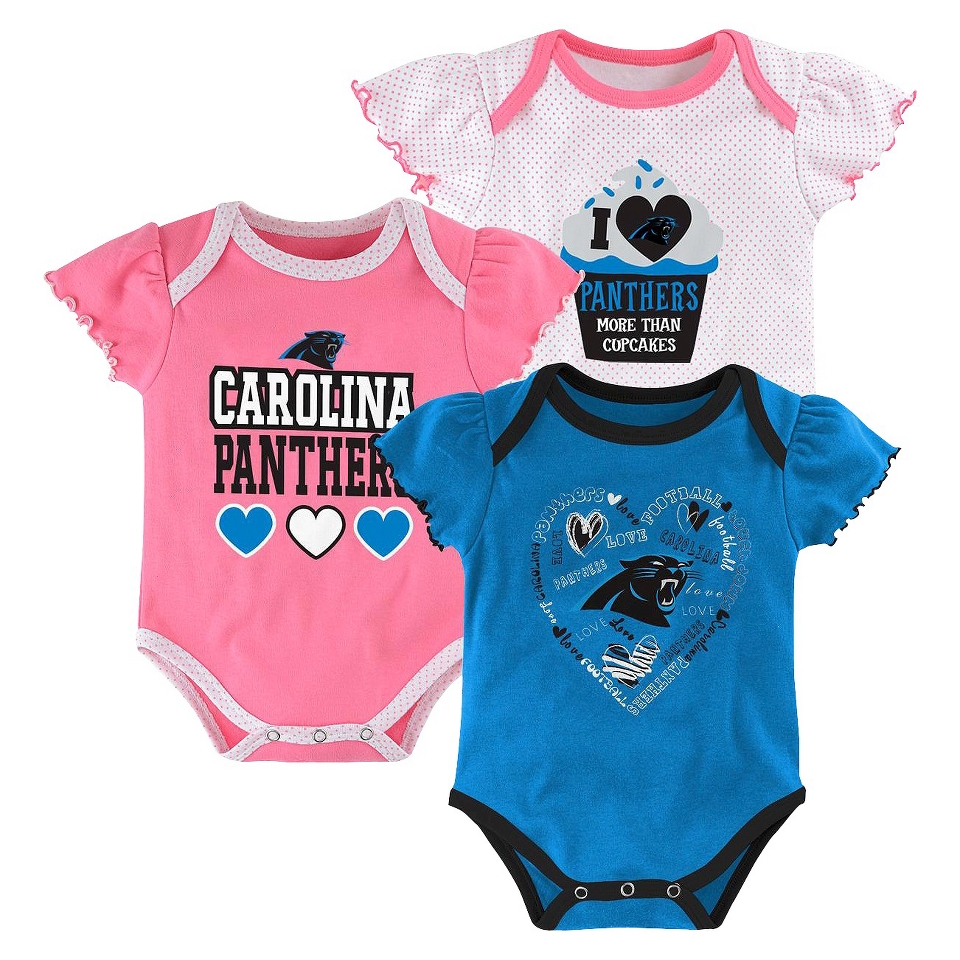 NFL Girls Onesie 3 Pack Panthers 6 9 M