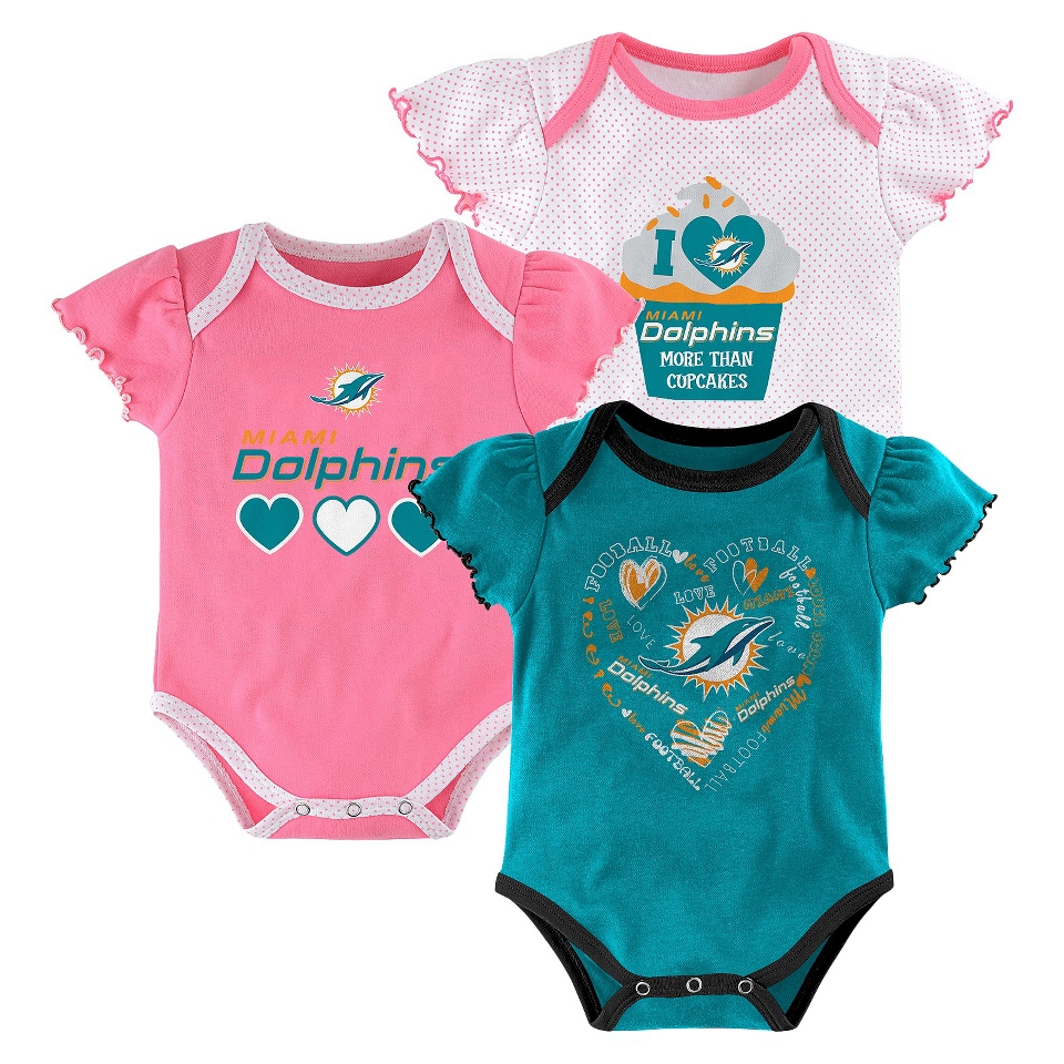 NFL Girls Onesie 3 Pack Dolphins 12 M