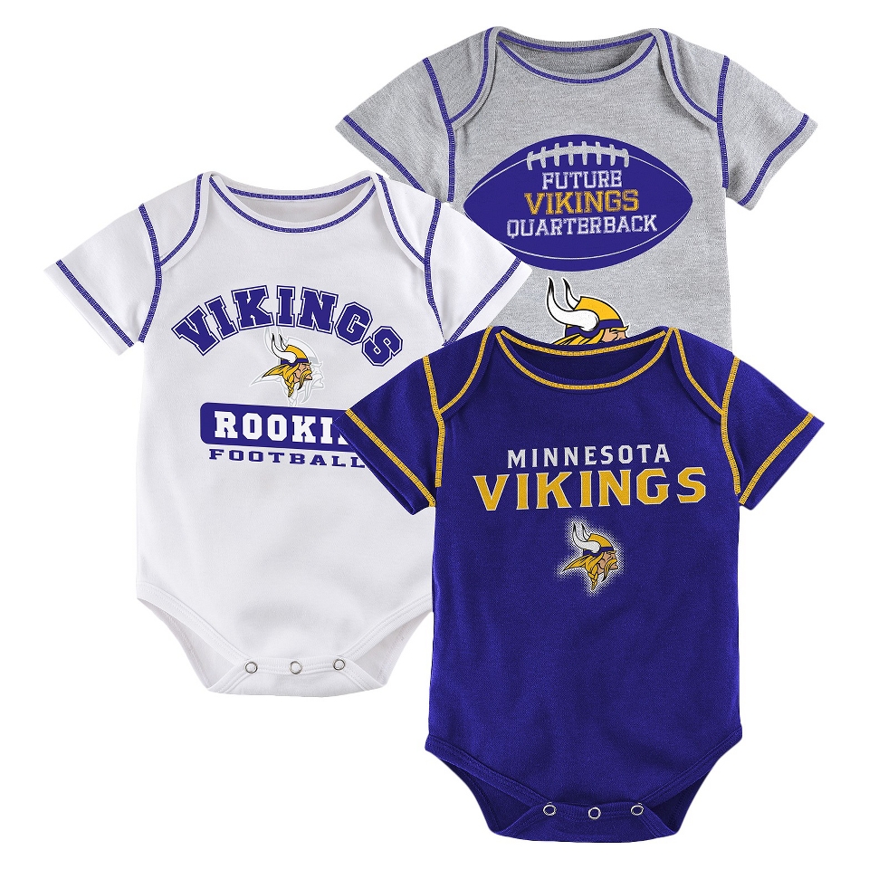 NFL Boys 3 Pack Onesie Vikings 18 M