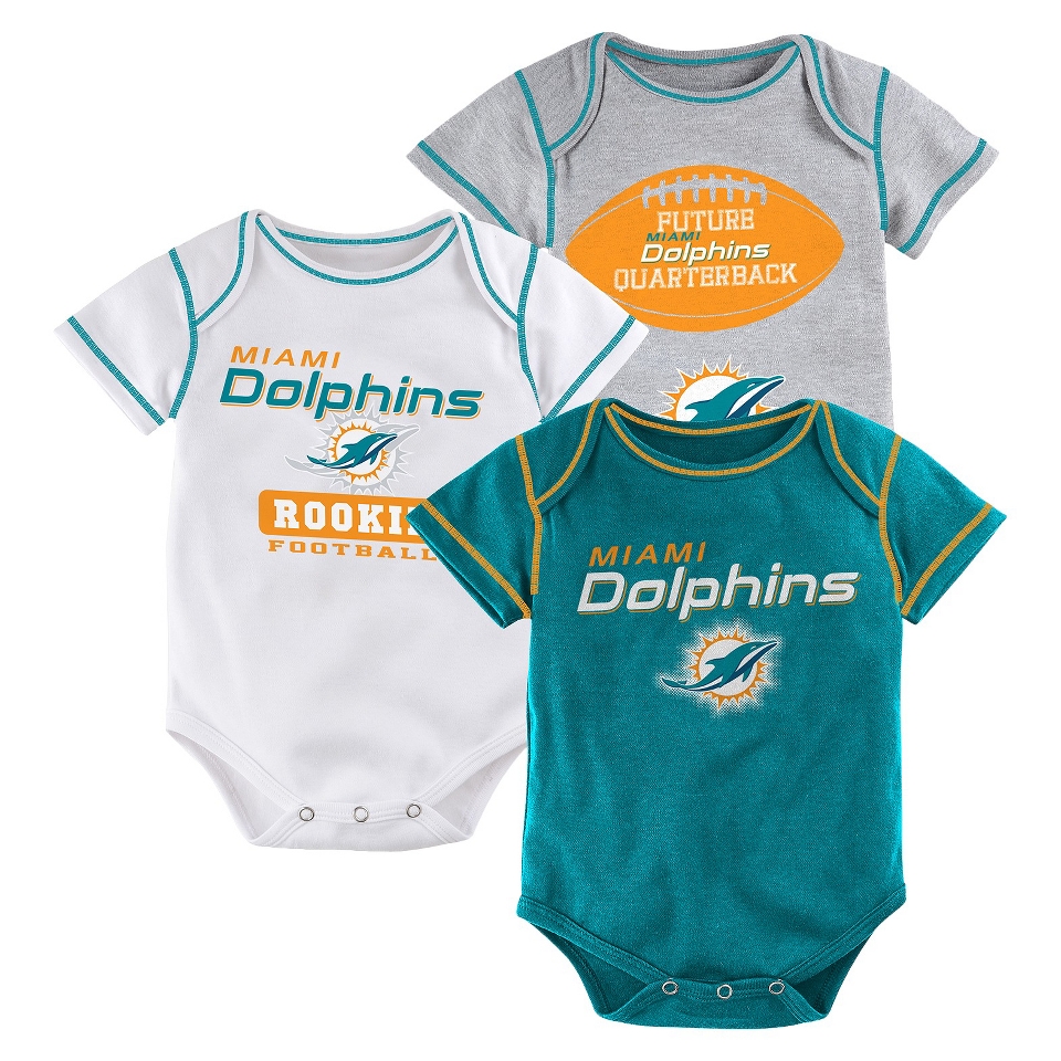 NFL Boys 3 Pack Onesie Dolphins 18 M