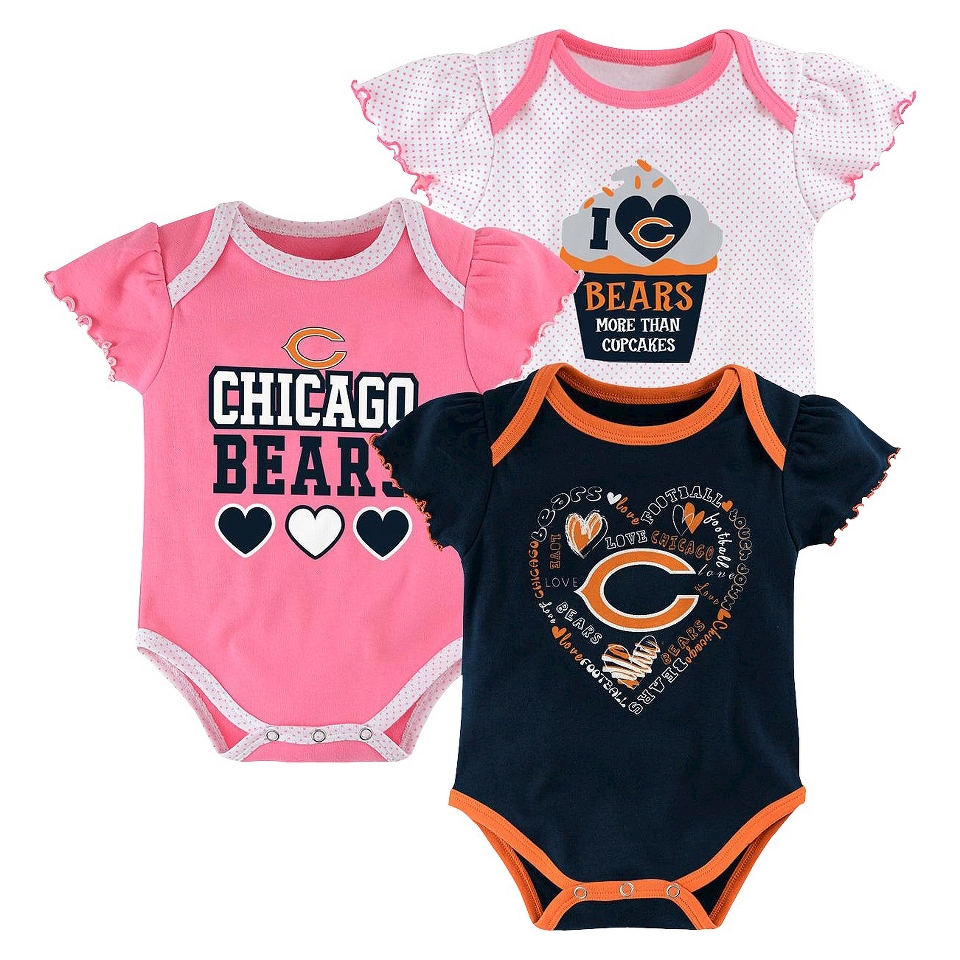 NFL Girls Body Suit 3 Pack Bears 3 6 M