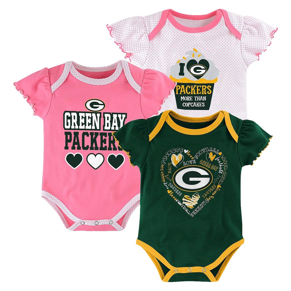 NFL Girls Onesie 3 Pack Packers 3 6 M