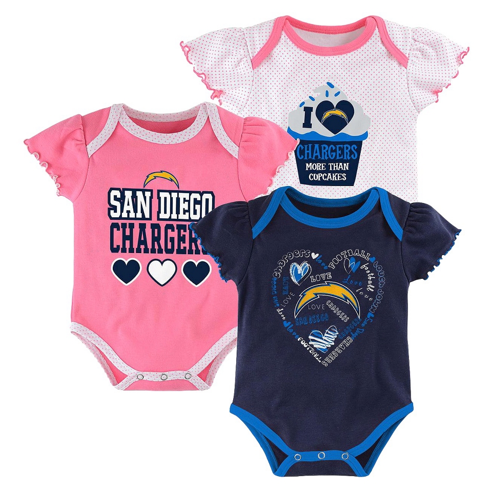 NFL Girls Onesie 3 Pack Chargers 0 3 M