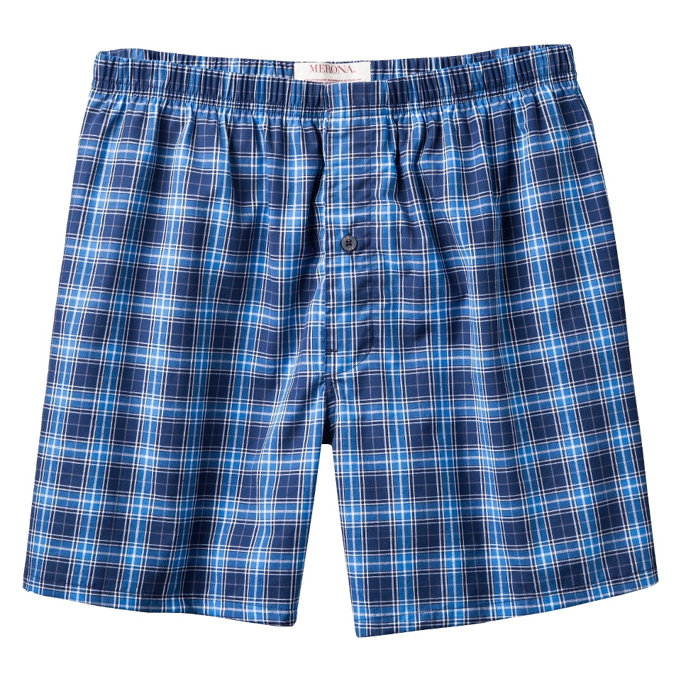 Merona Mens Plaid Boxers   Blue XL