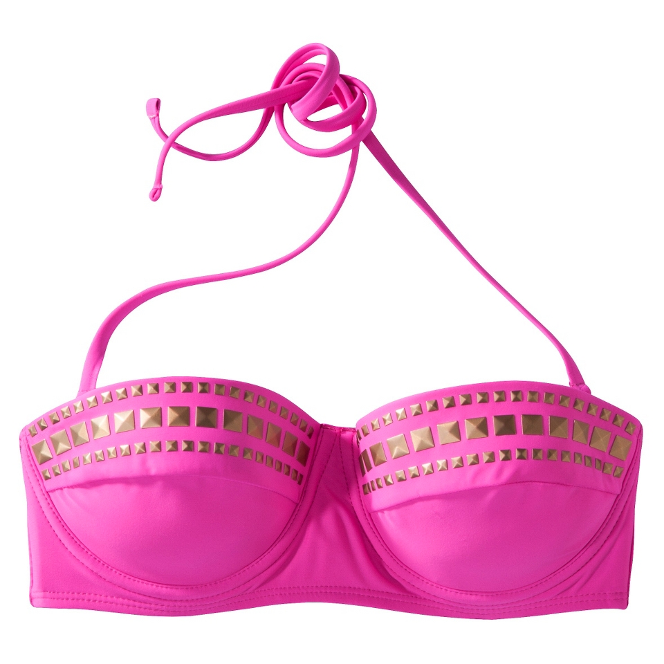 Xhilaration Juniors Studded Bandeau Swim Top  Pink XS