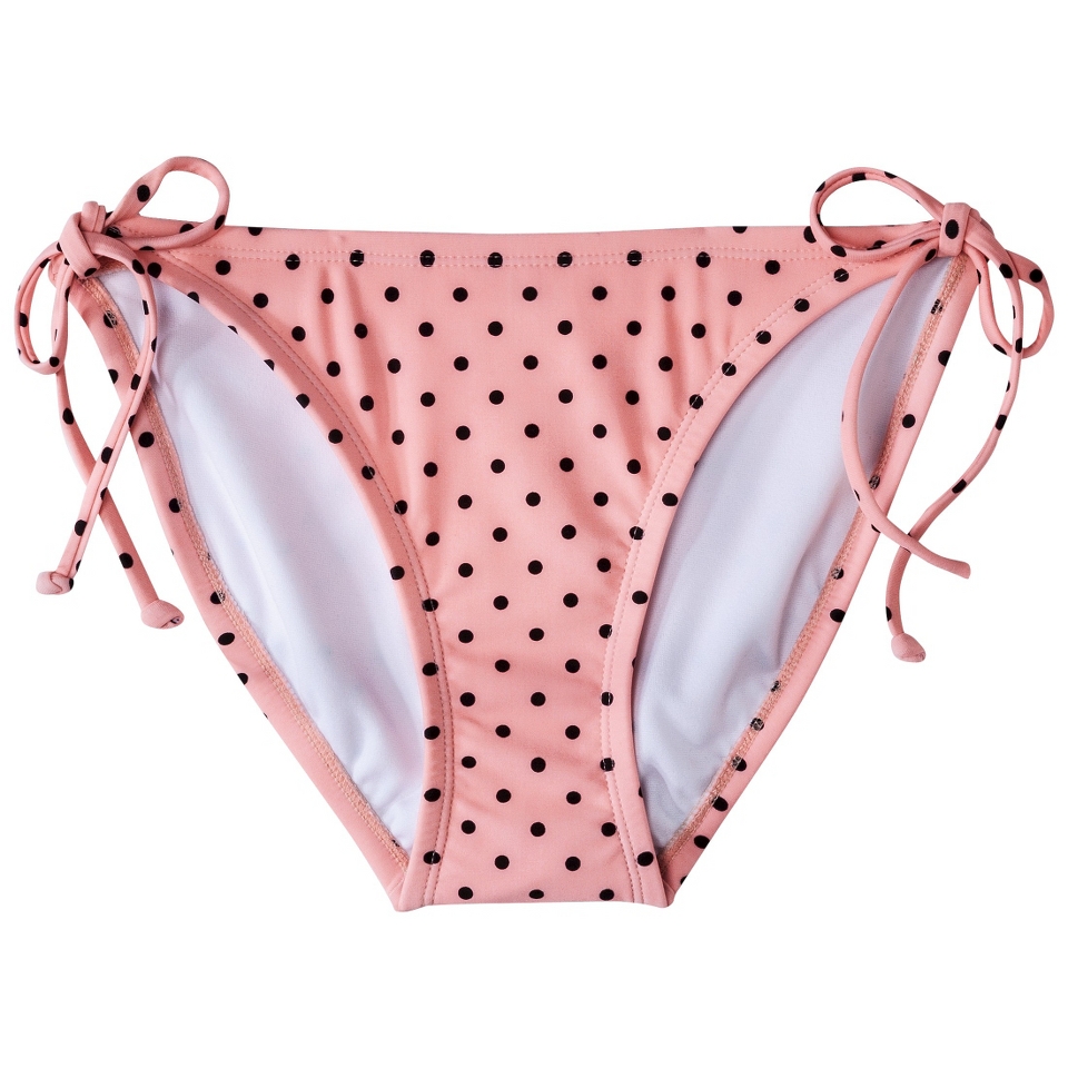 Xhilaration Juniors Polka Dot Side Tie Swim Bottom  Coral XS