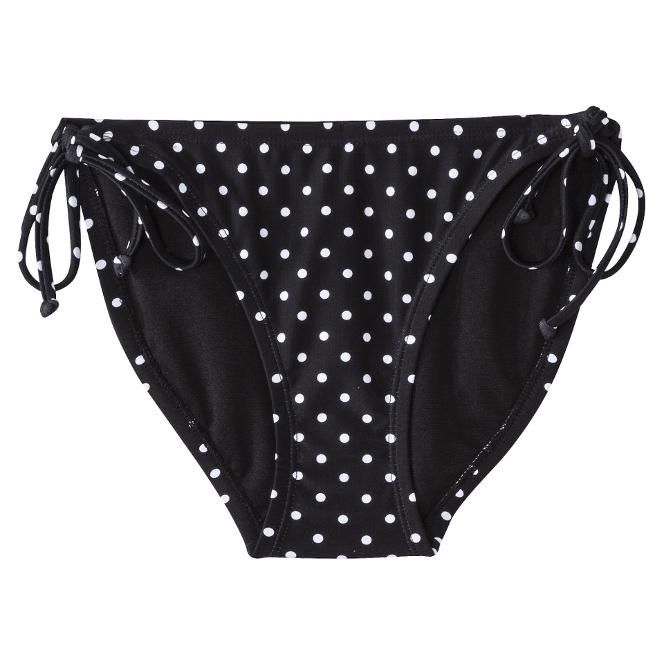 Xhilaration Juniors Polka Dot Side Tie Swim Bottom  Black S