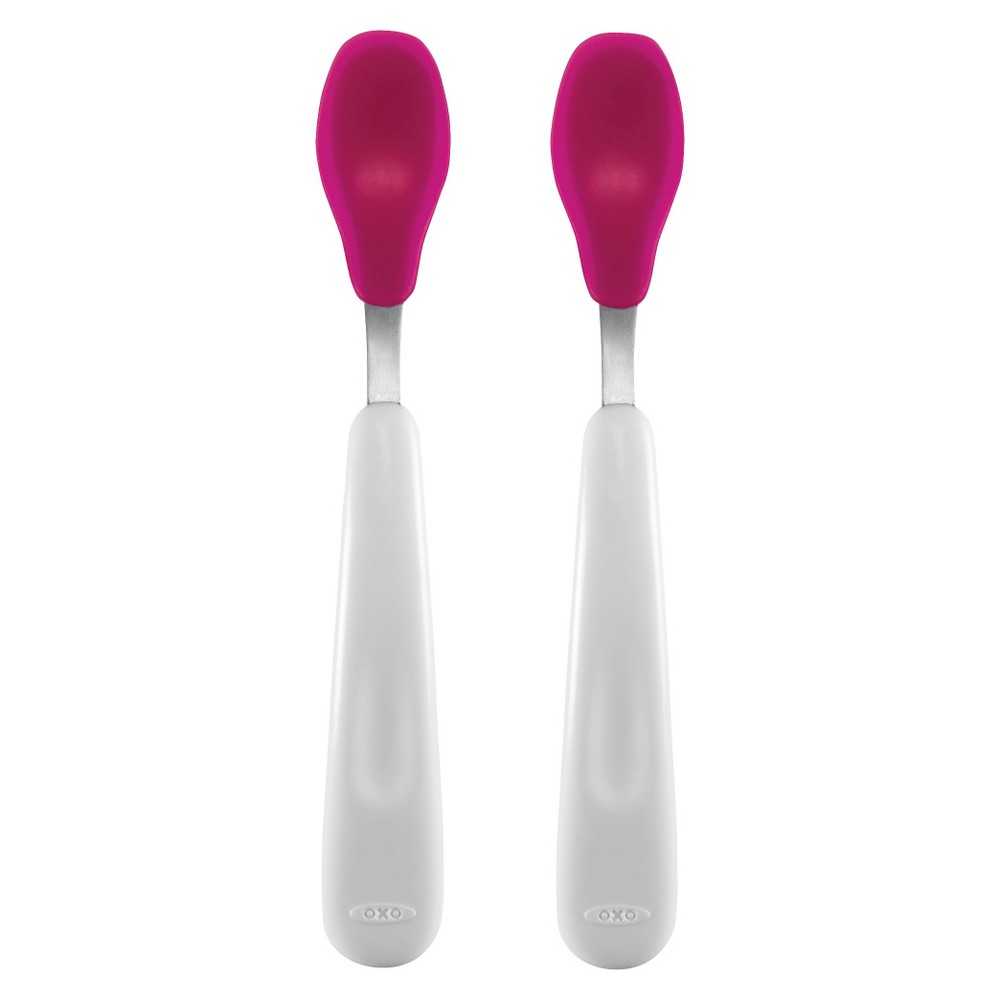 Oxo Tot 2pk Silicone Feeding Spoon Set, Pink