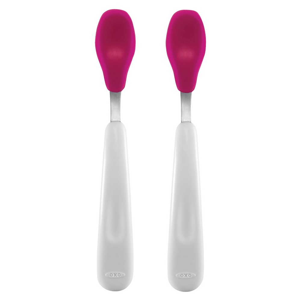 Oxo Tot 2pk Silicone Feeding Spoon Set, Pink