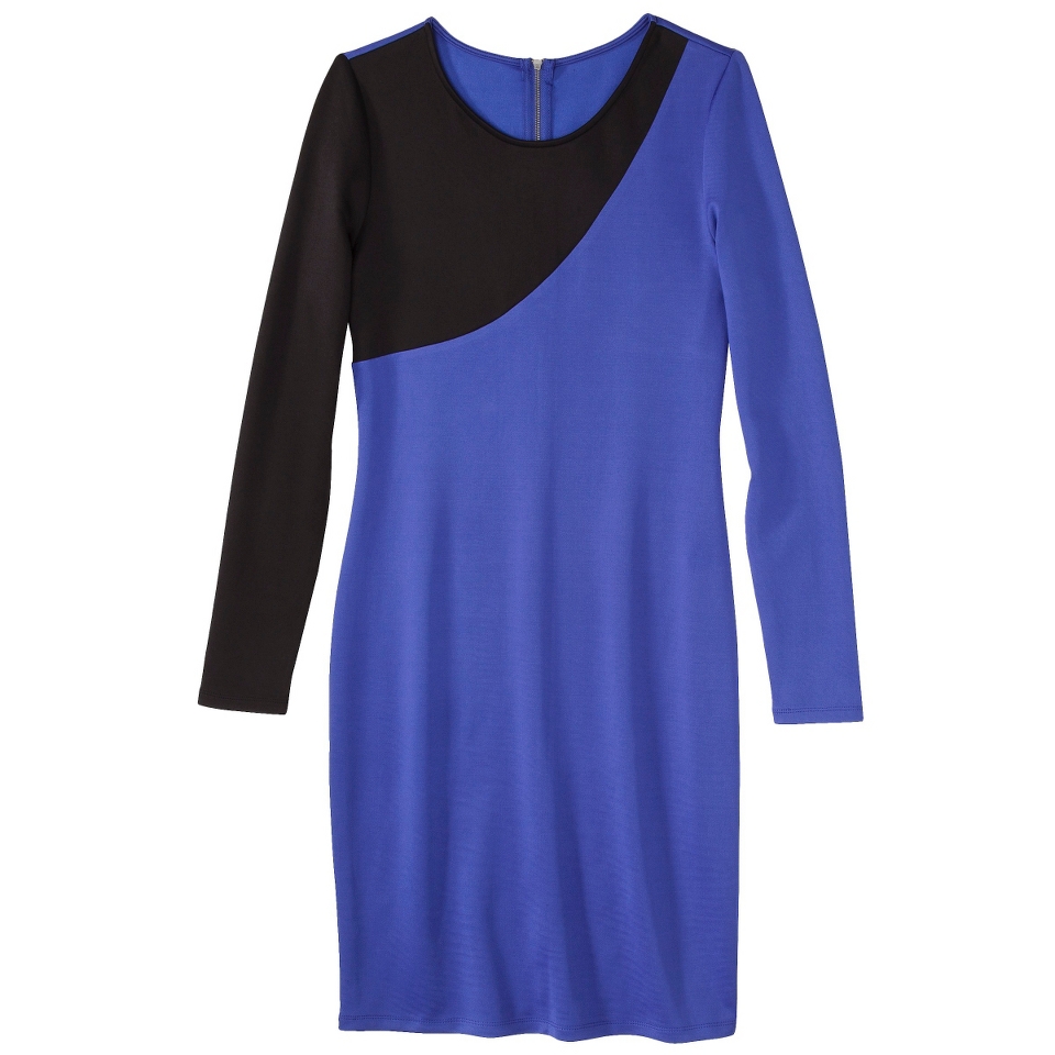 Mossimo Womens Asymmetrical Colorblock Scuba Dress   Blue/Black XS