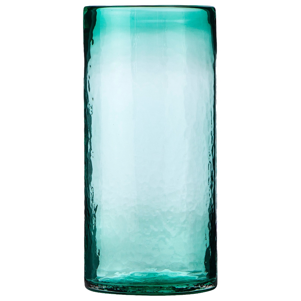 Threshold Wavy Glass Cylinder Vase   Green 10.6
