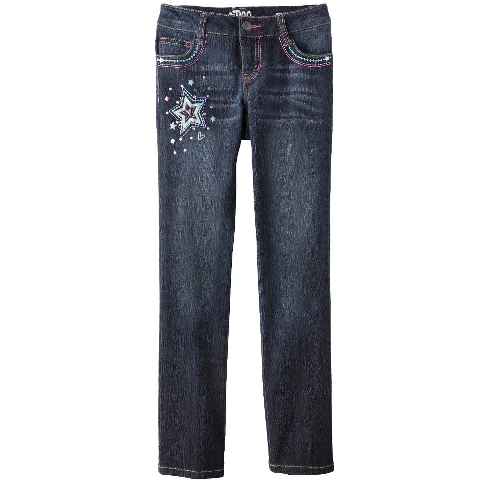 Circo Girls Embroidered Straight Leg Jean   Academy Blue 6