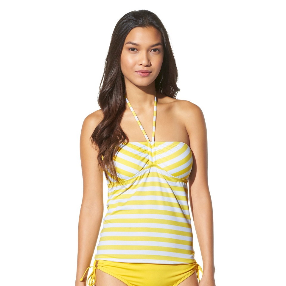 Mossimo Womens Mix and Match Stripe Tankini Swim Top  Lemon Tart L