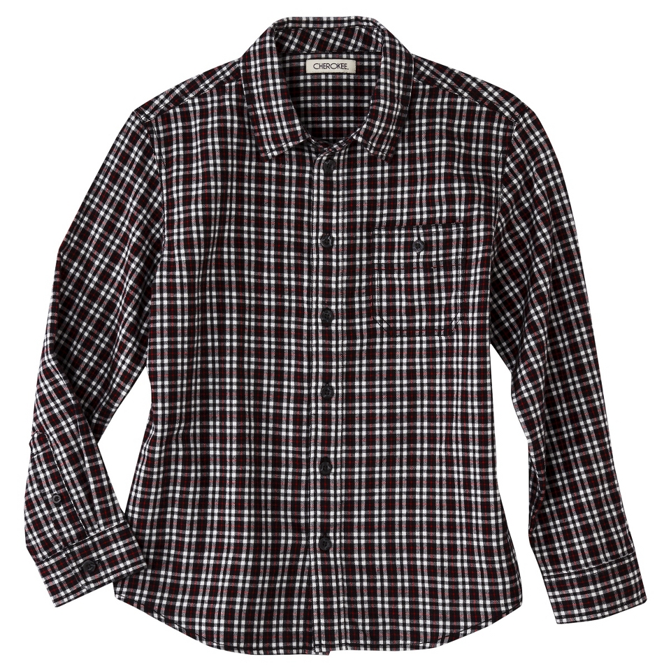 Cherokee Boys Long Sleeve Flannel   Ebony XS