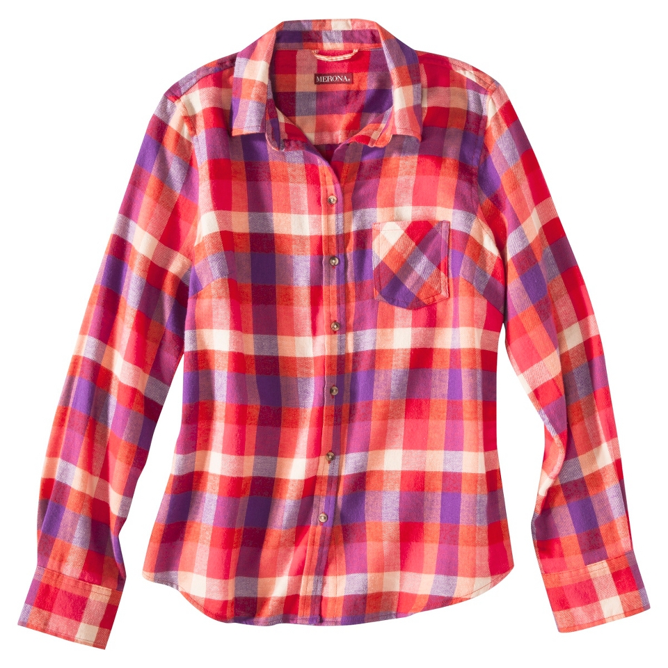 Merona Petites Long Sleeve Flannel Shirt   Orange SP