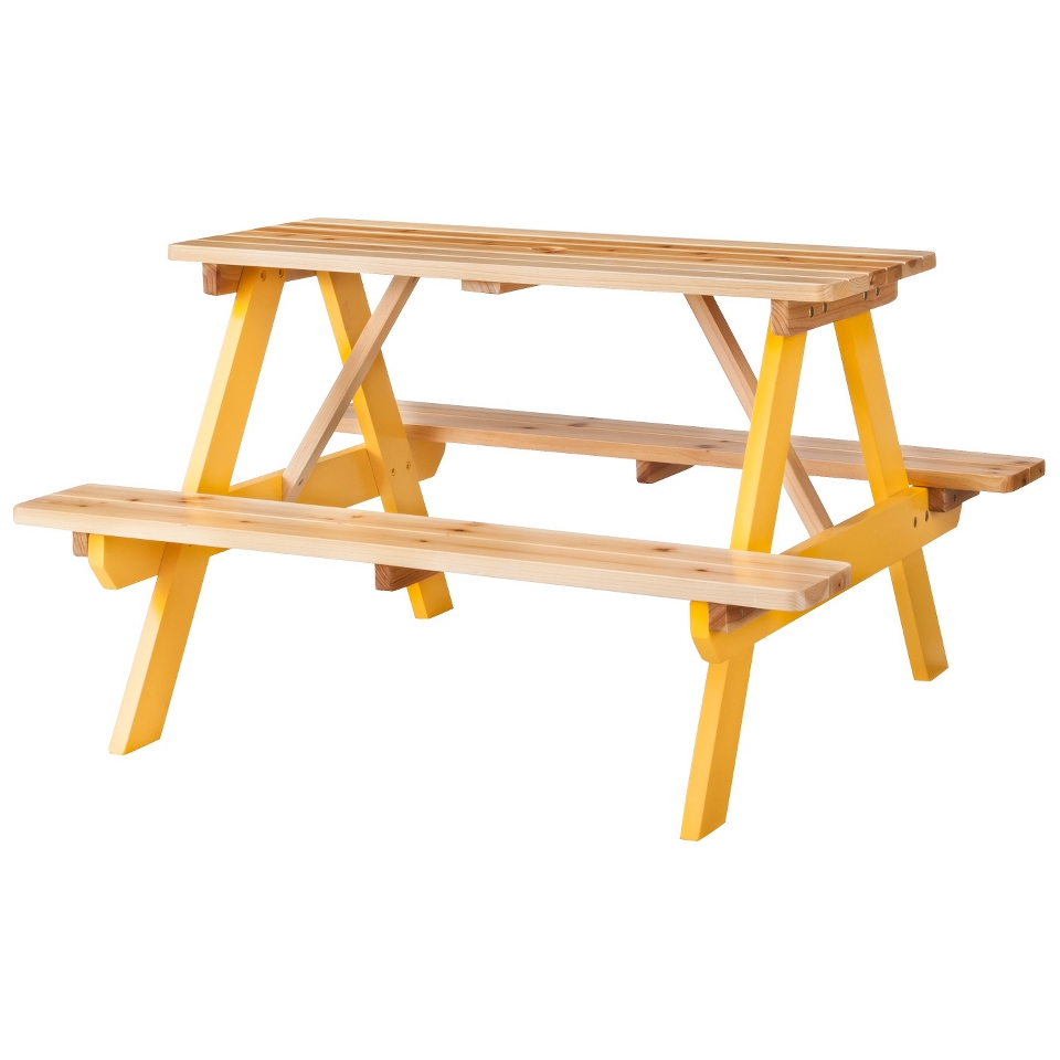 Room Essentials Kids Wood Patio Picnic Table   Yellow