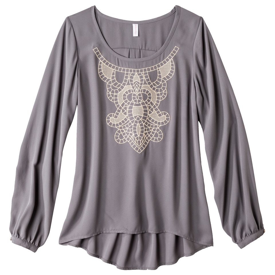 Xhilaration Juniors Embroidered Top   Gray XXL(19)