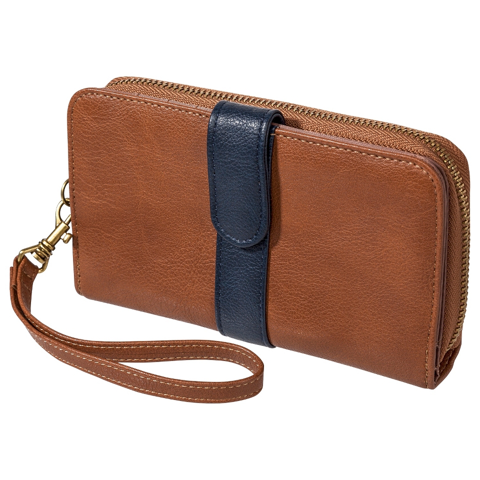 Zip Wallet with Strap   Brown