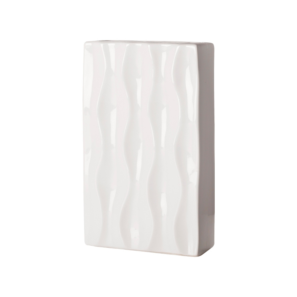 Short Ripple Rectangular Vase White   9.25 by Torre & Tagus