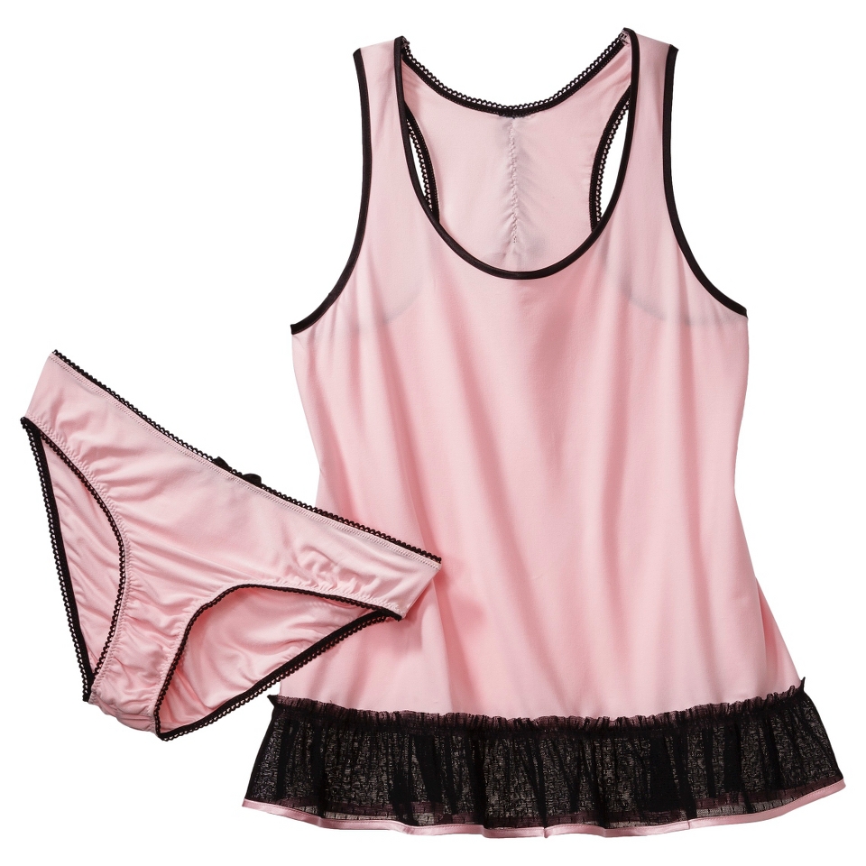 Gilligan & OMalley Womens Knit Baby Doll Set with Panty   Pink/Black L