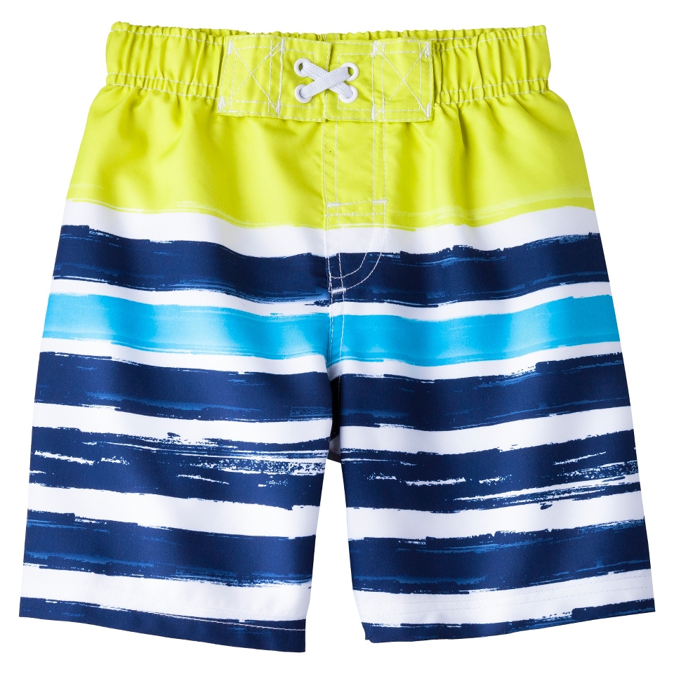 Circo Infant Toddler Boys Stripe Swim Trunk   Lime/Navy GREEN 18 M