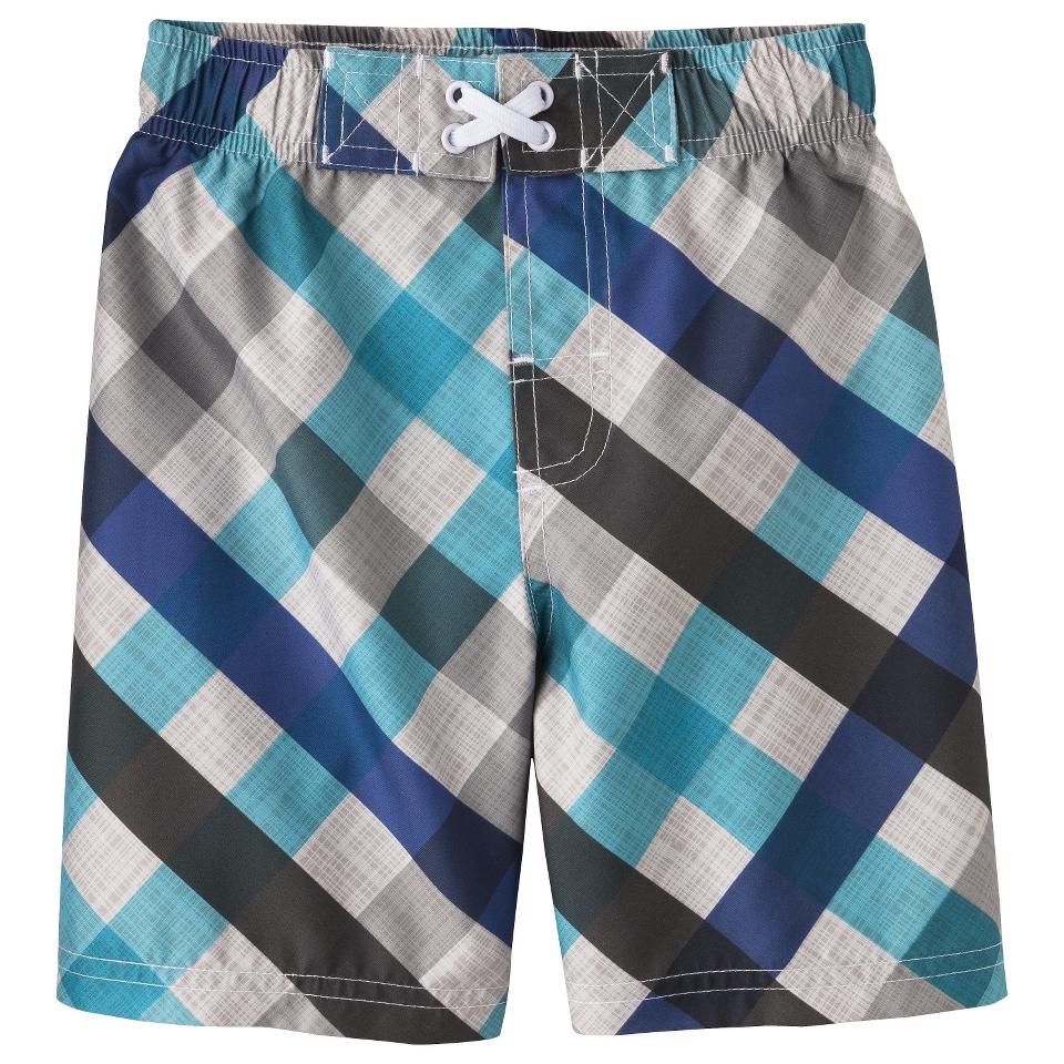 Circo Infant Toddler Boys Plaid Swim Trunk   Blue 2T